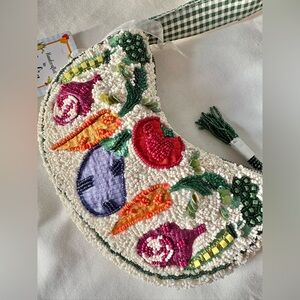 Beaded Vegetable Small Crescent Shoulder Bag Handcrafted In India